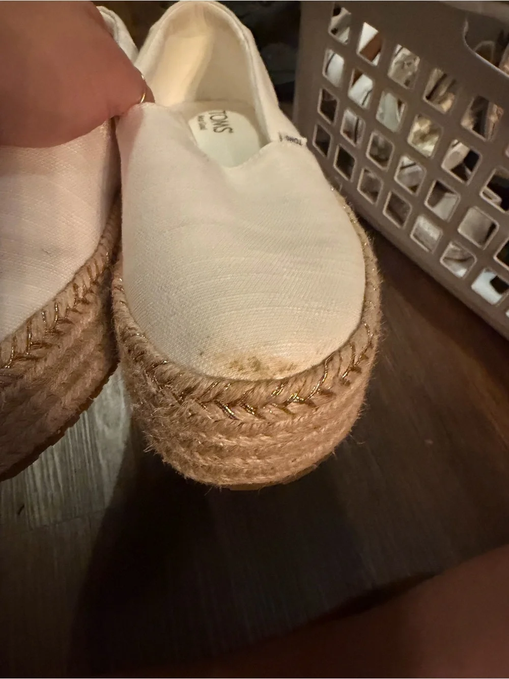 TOMS White Canvas Espadrille Platform Slip-On